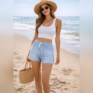 Aerie Striped Denim Shorts